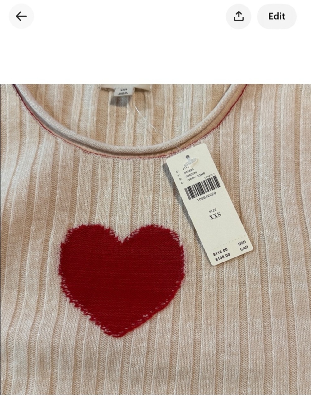 NWT ANTHROPOLOGY Pilcro Heart Crew-Neck Muscle Sweater - Picture 5 of 5